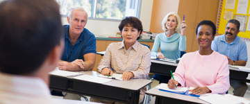 Adult students in a classroom