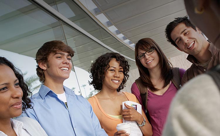 A group of people smiling