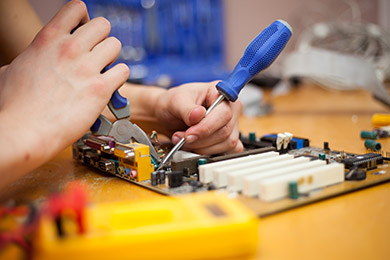 Student working on a PC