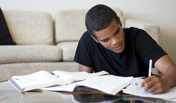 student studying at home