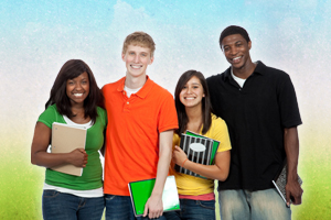 Students posing with their notebooks