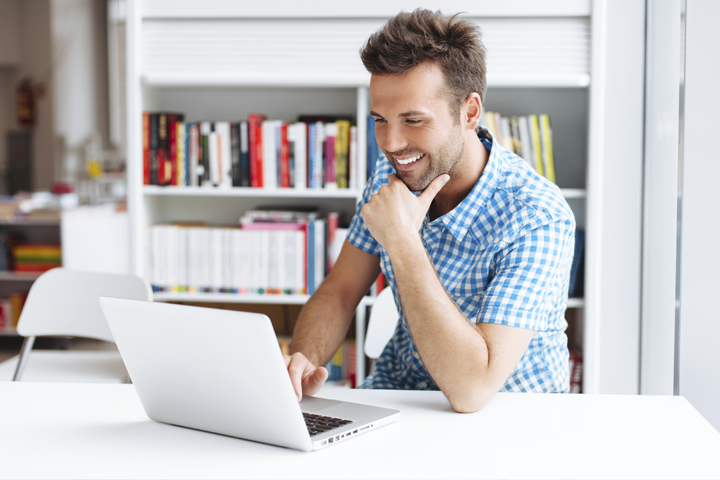 student using laptop