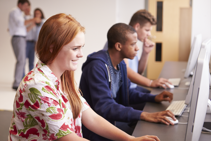 Students working in front of computers