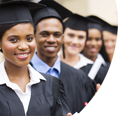 Group of students wearing cap and gown