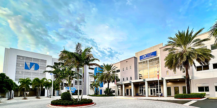 Image of the West Campus at dusk